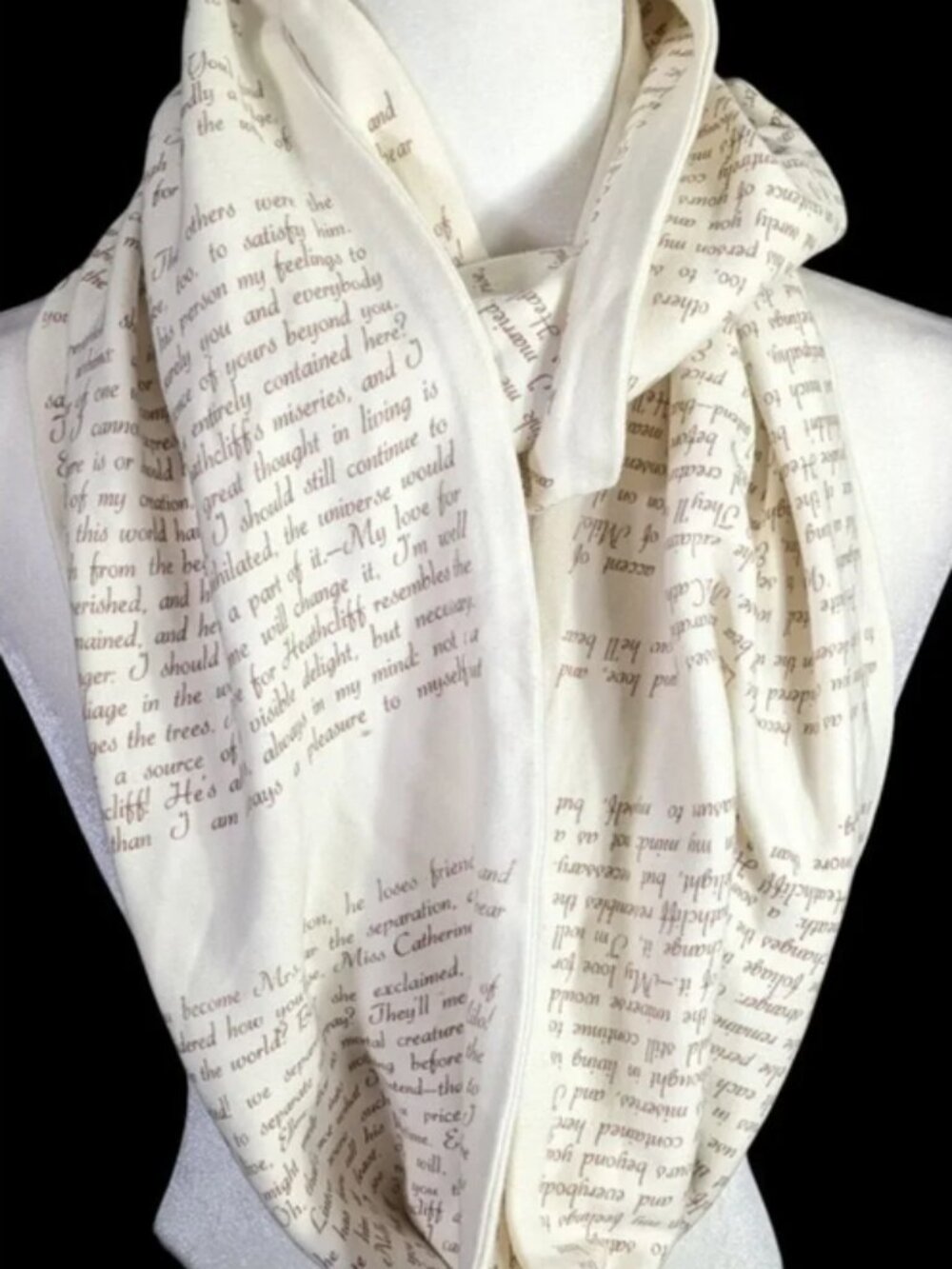 Wuthering Heights Infinity Scarf Cream Brown Literary Book Scarf